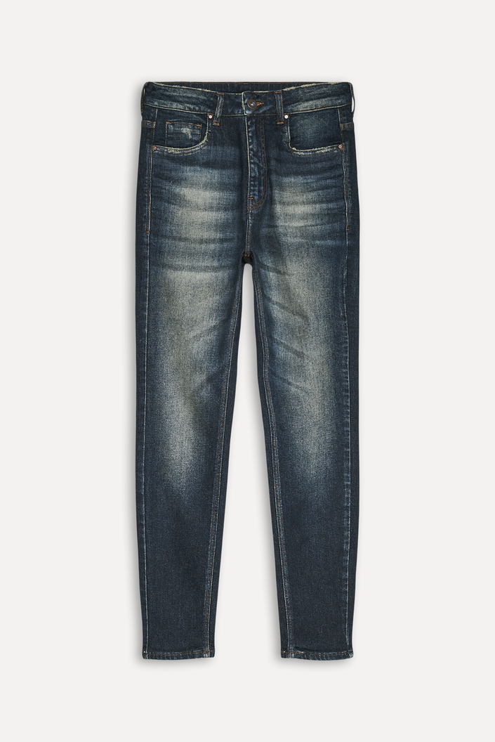 CALÇA JEANS AZUL REVERSA SKINNY HIGH