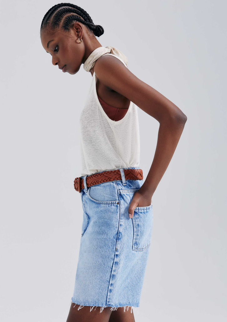 Bermuda Jeans Azul Hering Barra A Fio