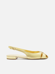 Sapatilha Dourada Arezzo Couro Slingback Cabedal Vazado