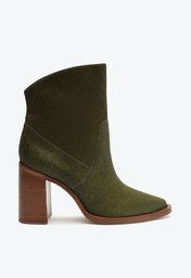 Bota Verde Schutz Couro Salto Bloco Couro