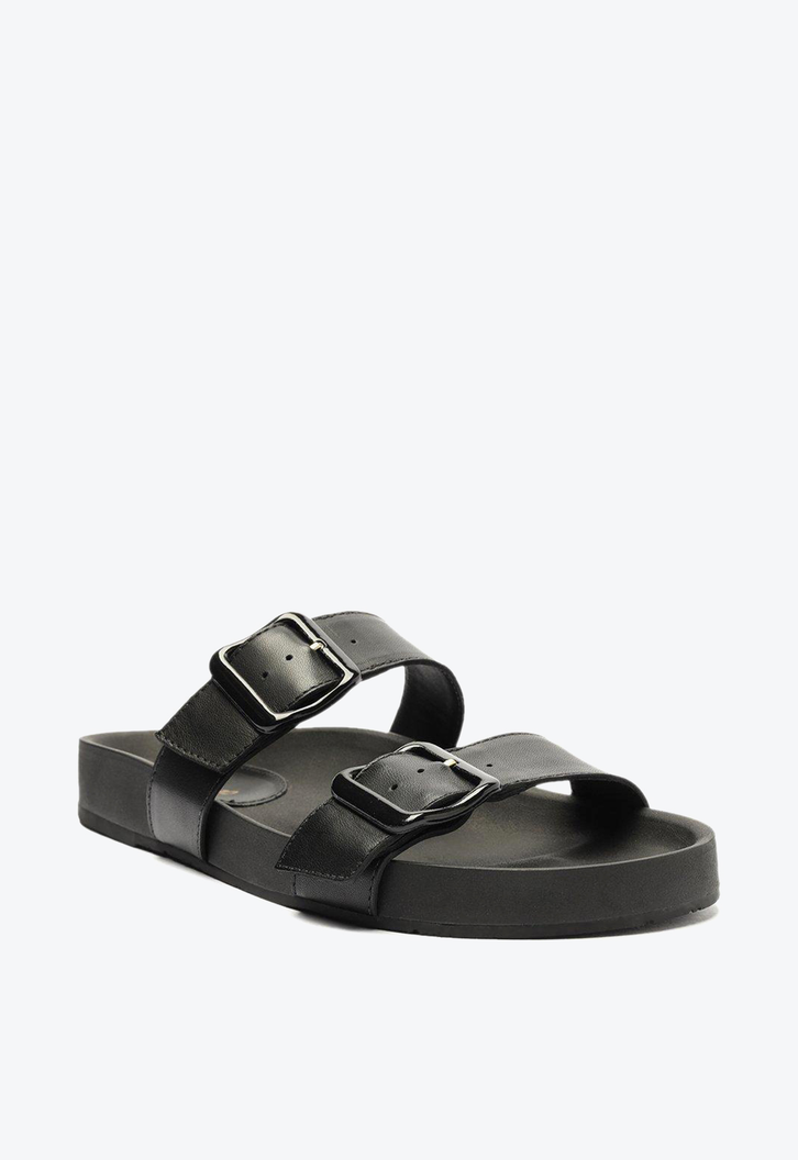 Sandália Papete Flatform Preta Arezzo Tiras