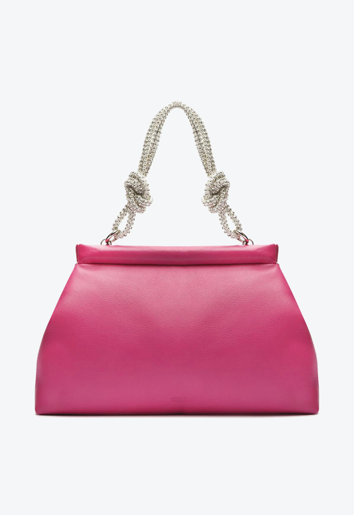 Clutch Rosa Arezzo Couro Leona Pequena