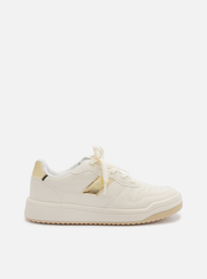 Tênis Off-white Dourado Arezzo Couro Aplicações