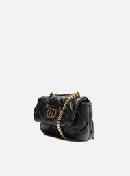 Bolsa Tiracolo Preta Arezzo Couro Tressê Pequena