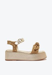 Raffia Clarita Flatform Golden