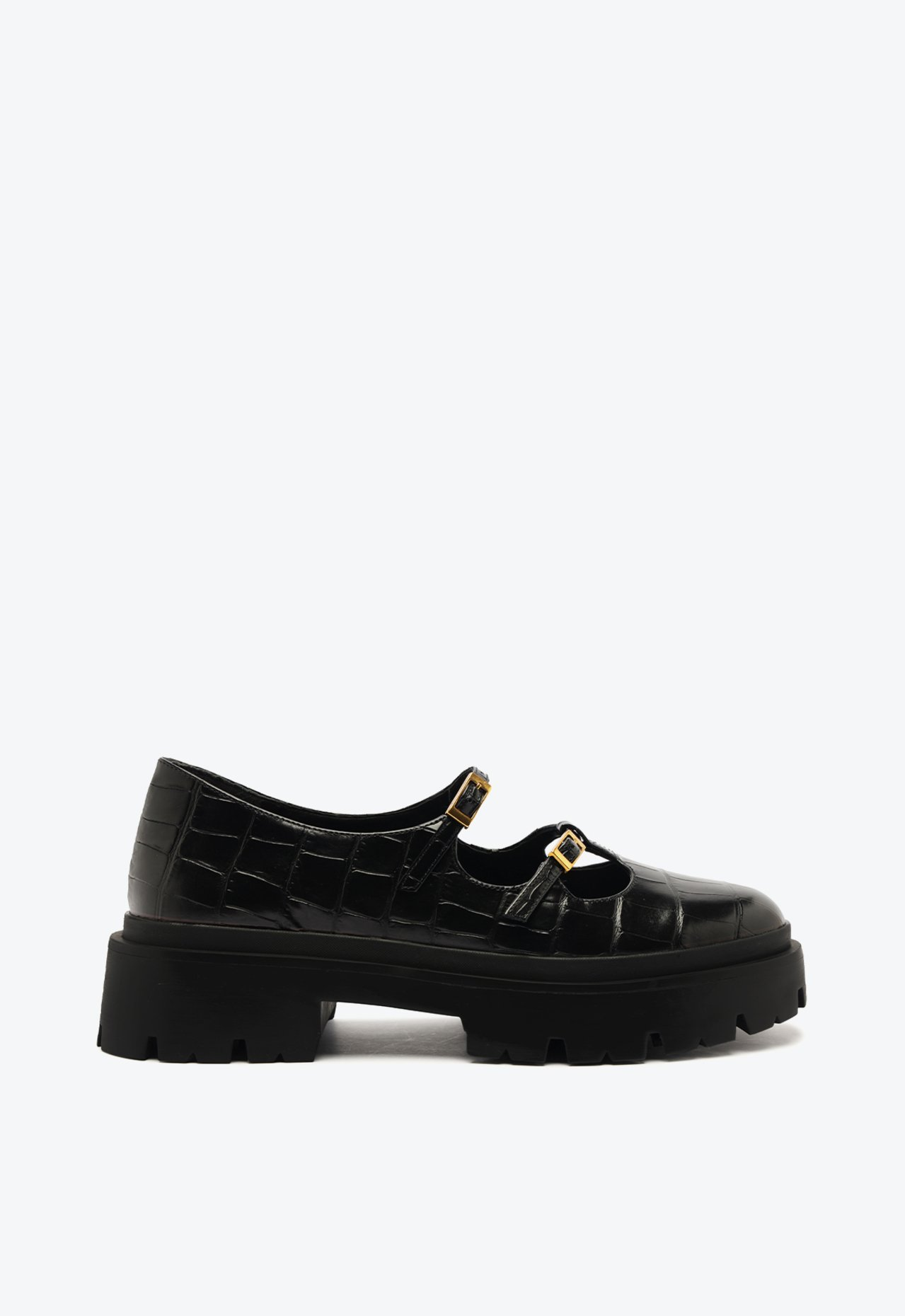 y414185　レディース　BLK M Mocassim Preto Schutz Tratorado Croco | ZZ MALL