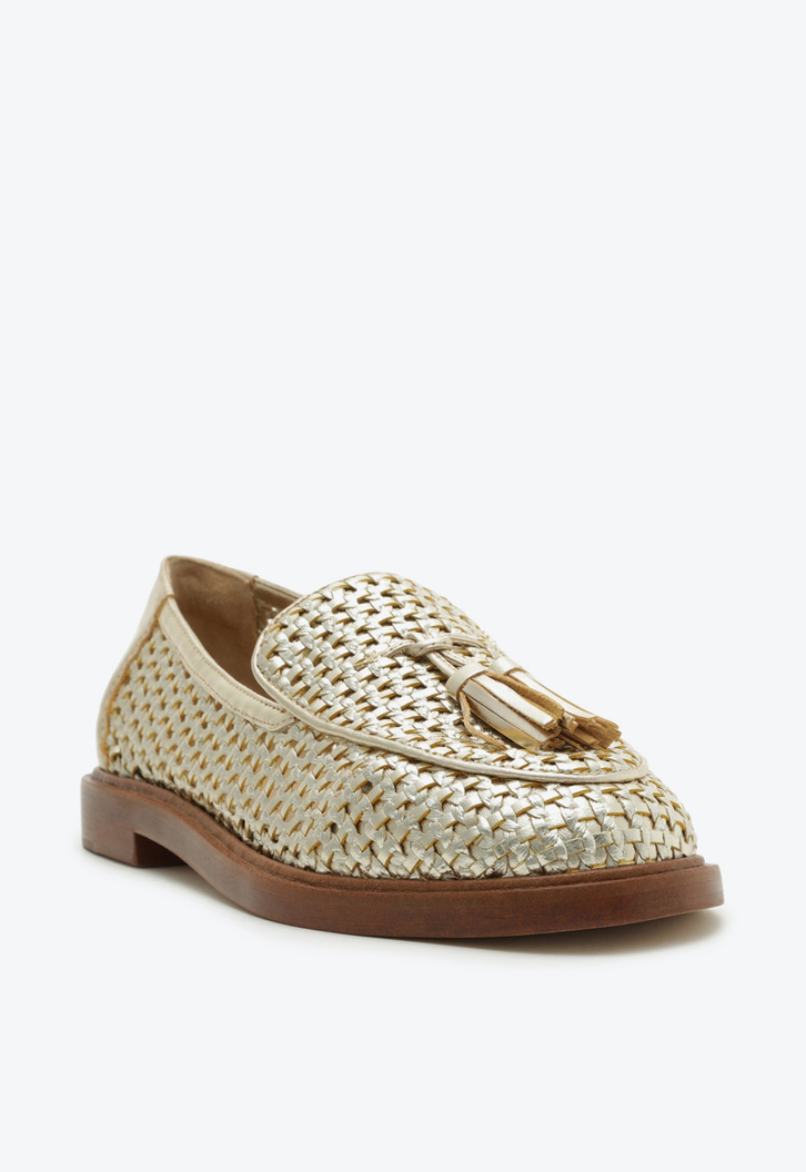Mocassim Tramado Dourado