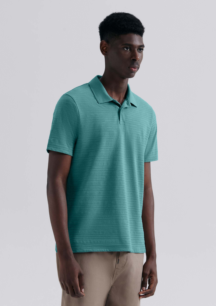 Camisa Polo Masculina Verde Hering Manga Curta Texturizada