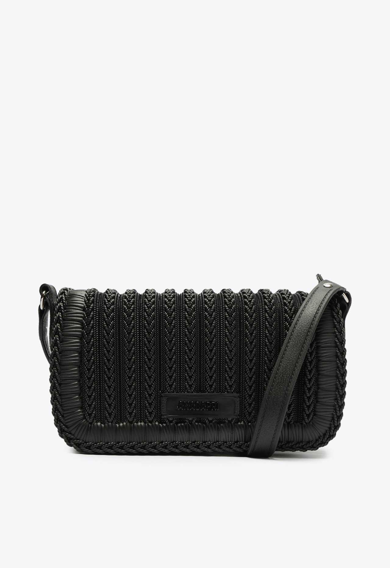 Bolsa Crossbody Preta Anacapri Média Texturizada Injetada | ZZ MALL