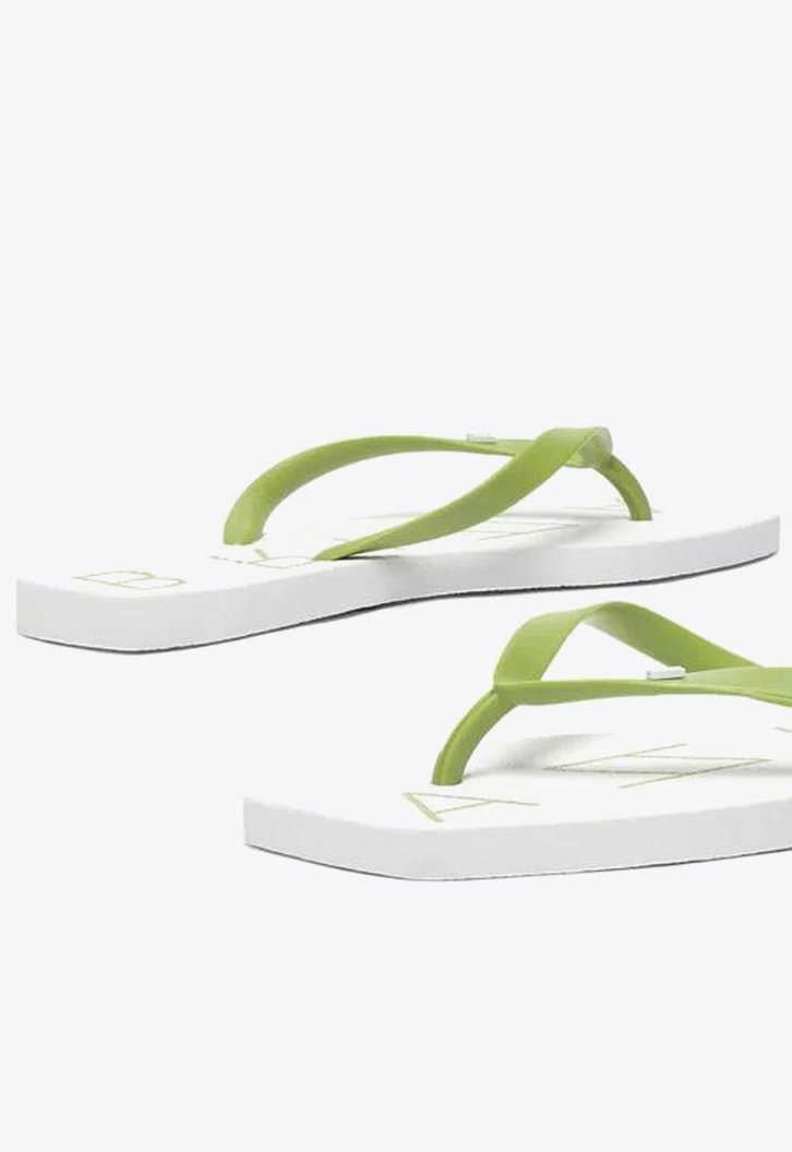 Chinelo De Dedo Branco Brizza Tira Verde