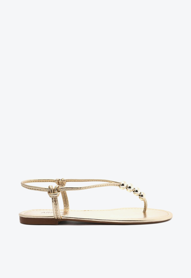 Sandália Rasteira Dourada Arezzo Slim Light Citrus