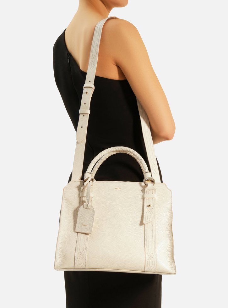 Bolsa Tote Off-white Arezzo Couro Piazza Bordado Grande