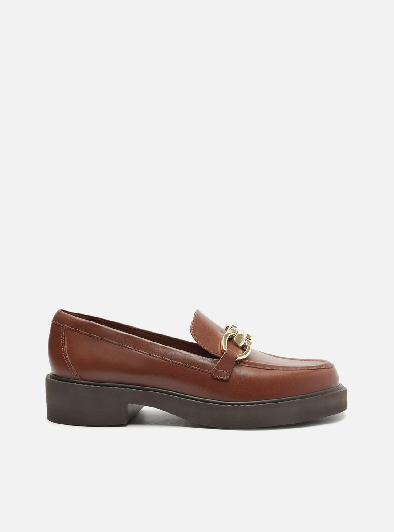 Marron様限定 Mocassim Marrom Arezzo Couro Salto Bloco Bridão | ZZ MALL