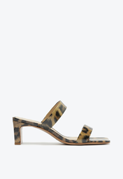 Sandália Mule Animal Print Marrom Schutz Salto Couro