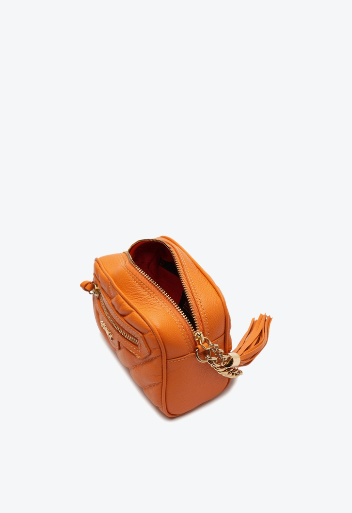 Bolsa Mini Tiracolo Laranja Schutz Mirella Chevron Couro