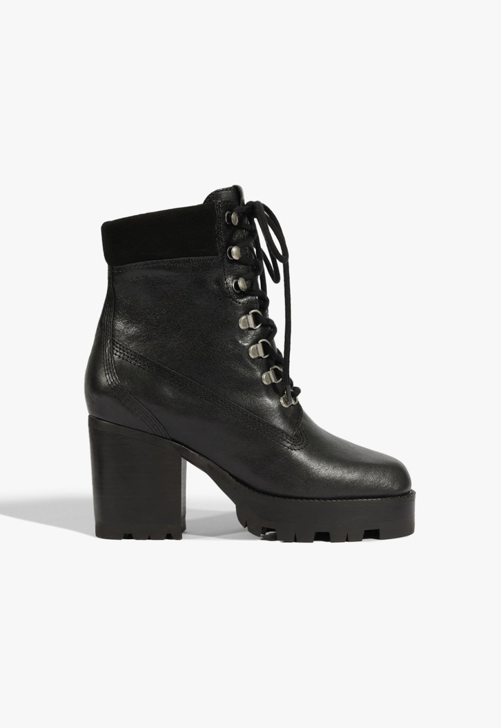 Bota Coturno 240 Lace Couro Preto