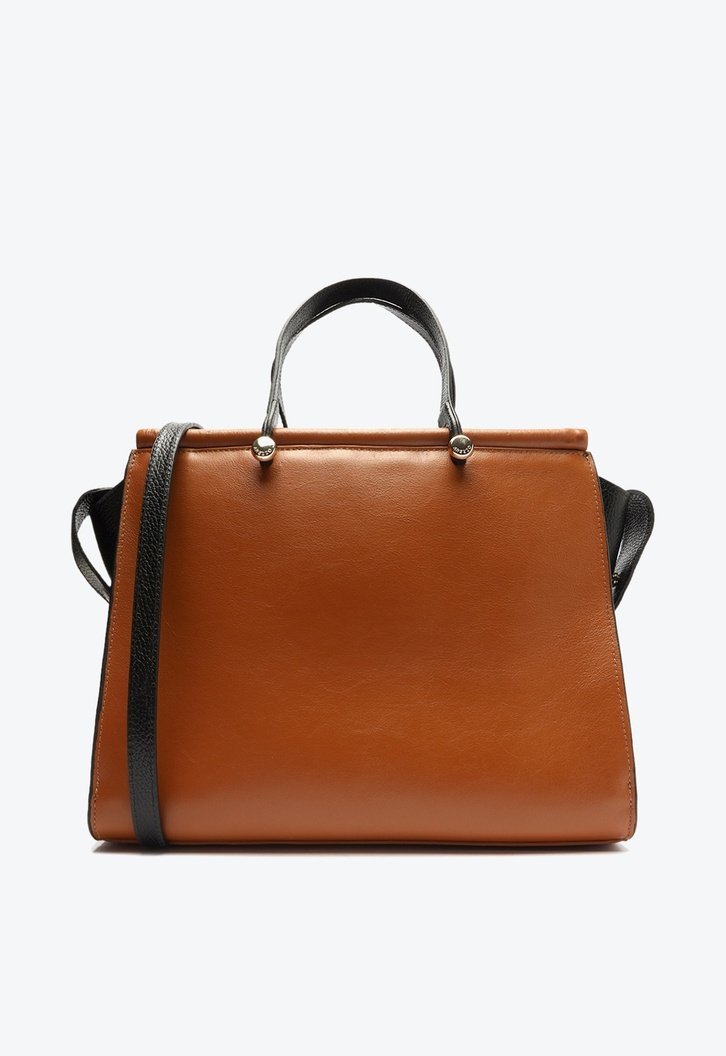 Bolsa Shopping Marrom Arezzo Couro Hailey Grande