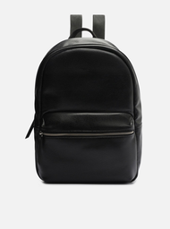 Mochila Preta Couro Grande Bolso Frontal