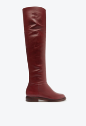 Bota Vermelha Schutz Montaria Over The Knee Couro Salto Baixo