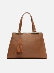 Bolsa Shopping Marrom Arezzo Caramel Couro Grande Barbicacho