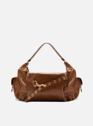 Bolsa Hobo Marrom Arezzo Couro Grande Tira Ilhós