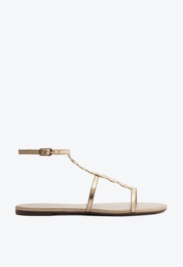 Sandália Ondulada Platino Dourada