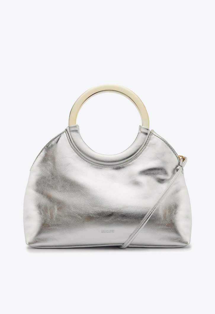 Bolsa Tiracolo Pequena Alça Metal Prata