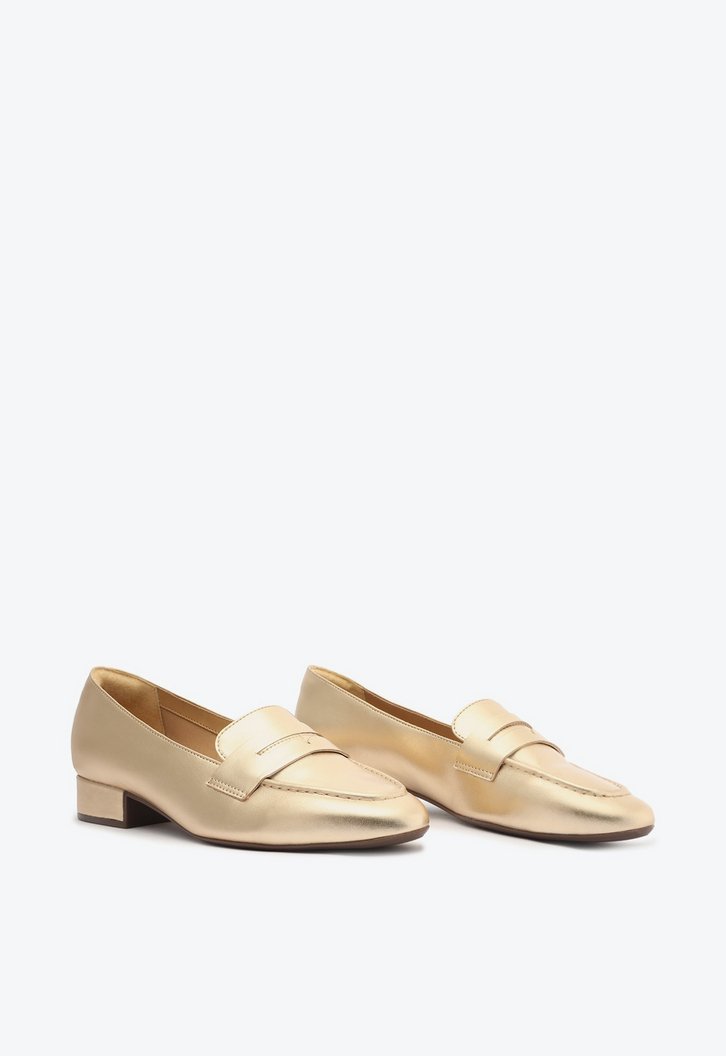 Sapato Salto Bloco Dourado Classy