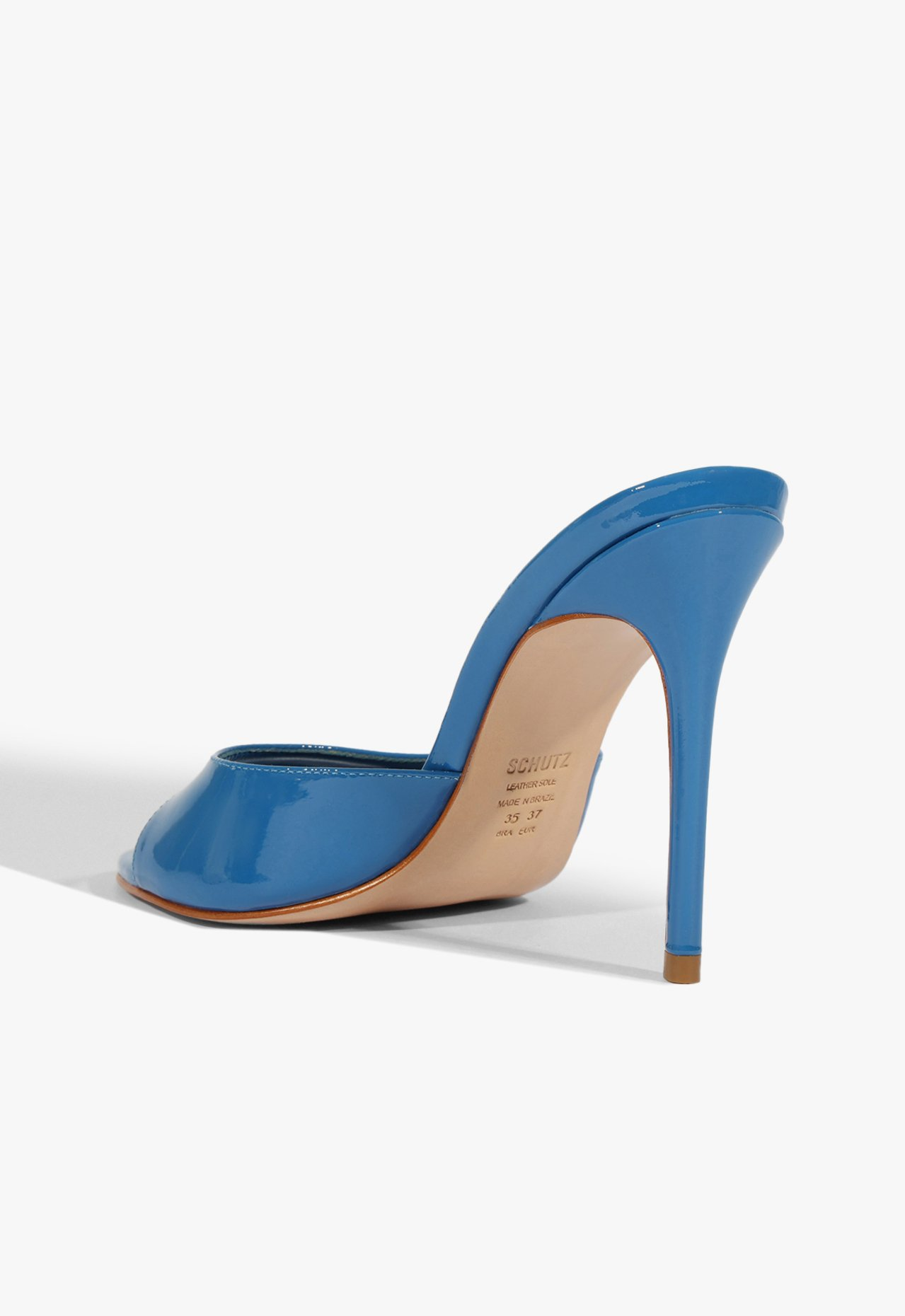 Tamanco Azul Schutz Salto Alto Fino Couro | ZZ MALL