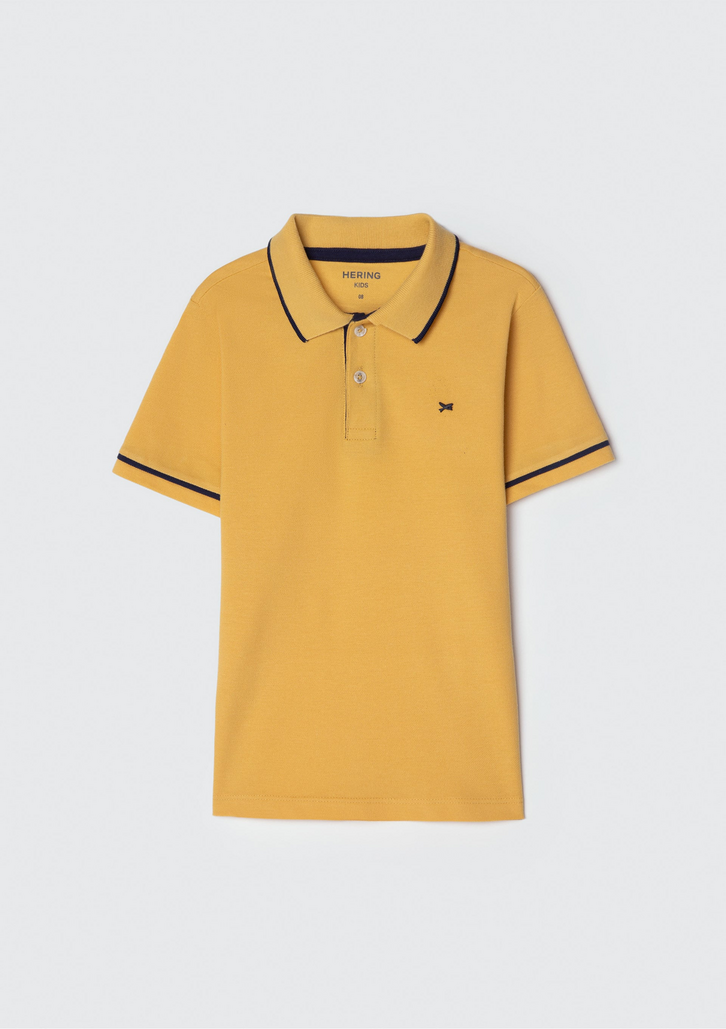 Camisa Polo Básica Amarela Hering Menino De Algodão Com Bordado