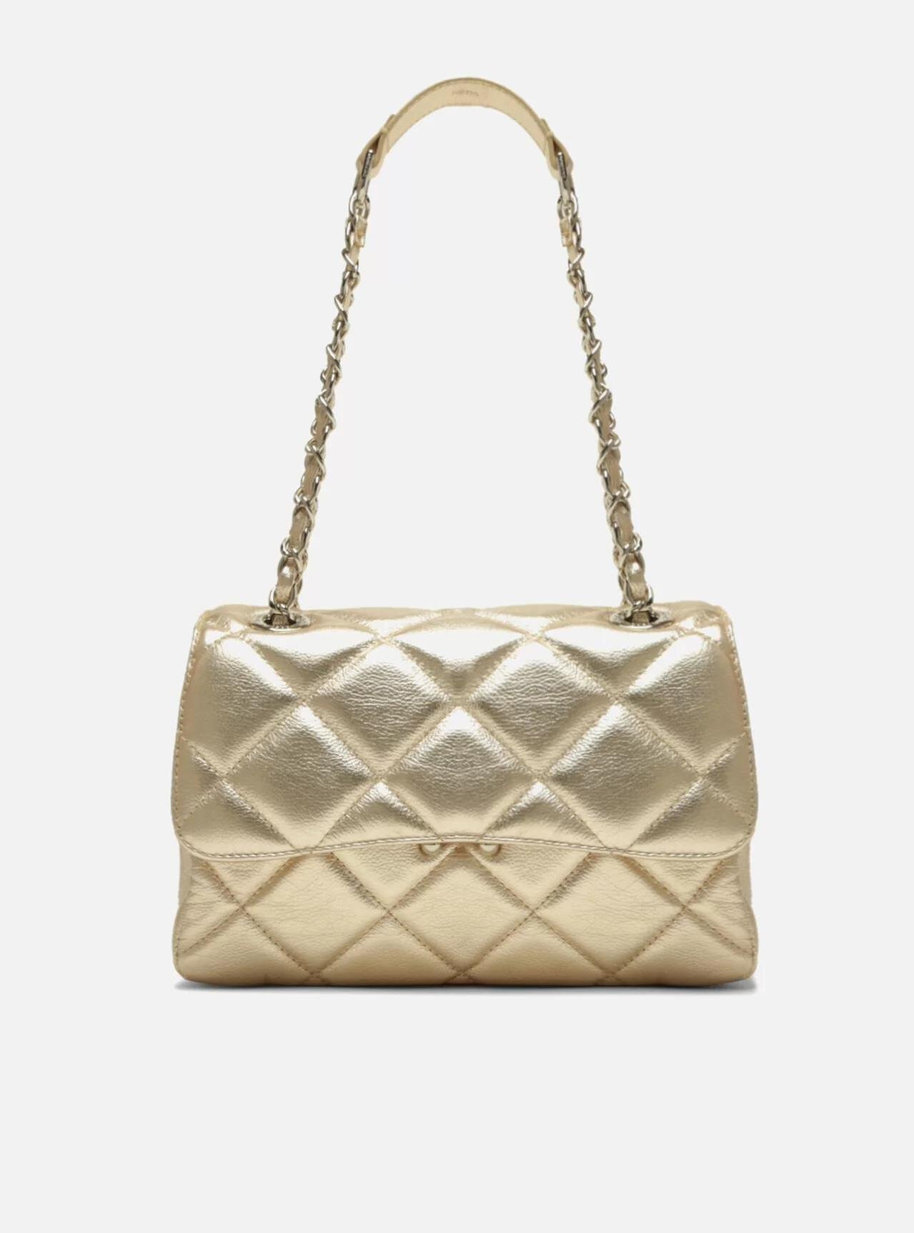 Bolsa Tiracolo Dourada Arezzo Couro Mizz Média Platino | ZZ MALL