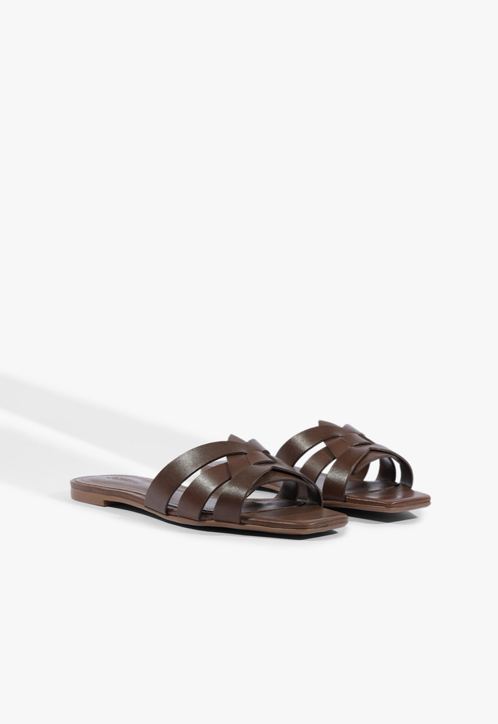Rasteira Slide Couro Marrom