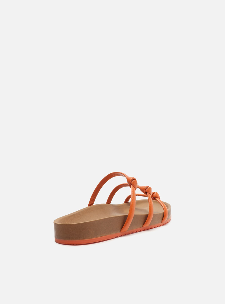 Sandália Papete Flatform Laranja Arezzo Tiras Nó