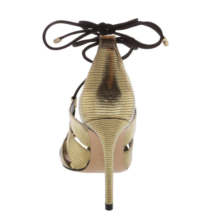 Sandália Bico Folha Lace-Up Gold | Schutz