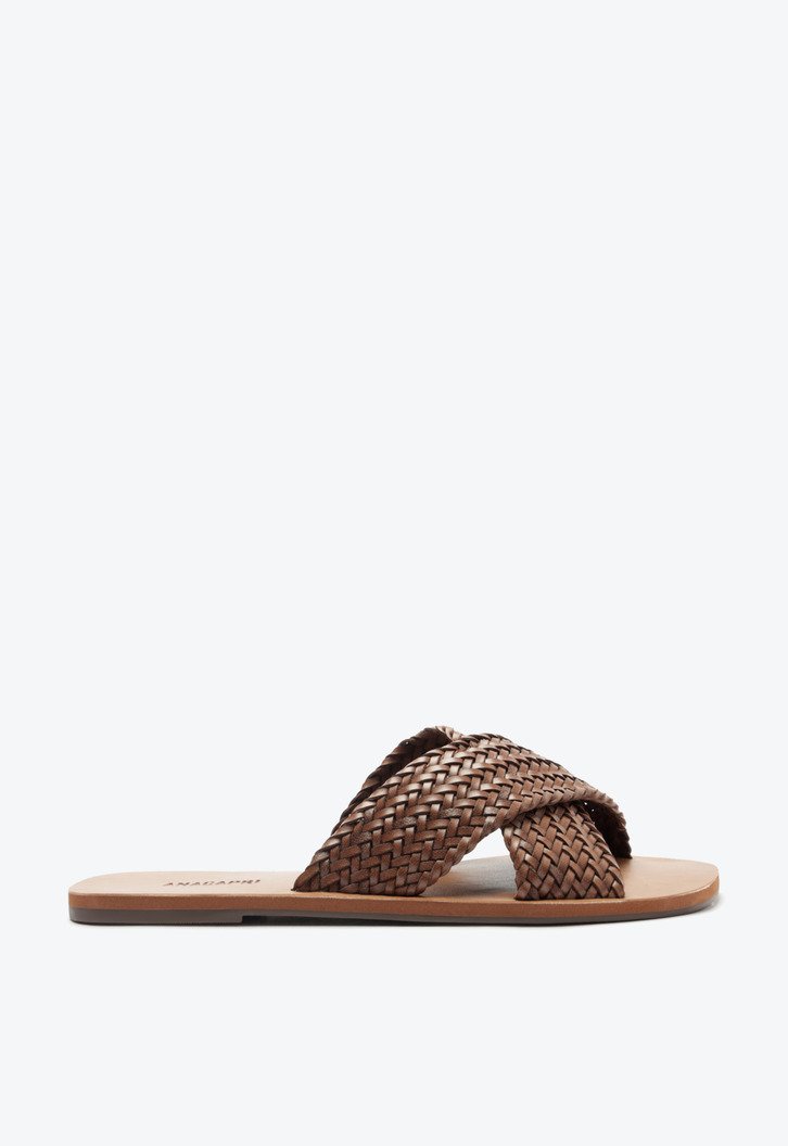 Rasteira Marrom Anacapri Tiras Cruzadas Tressê ZZ MALL