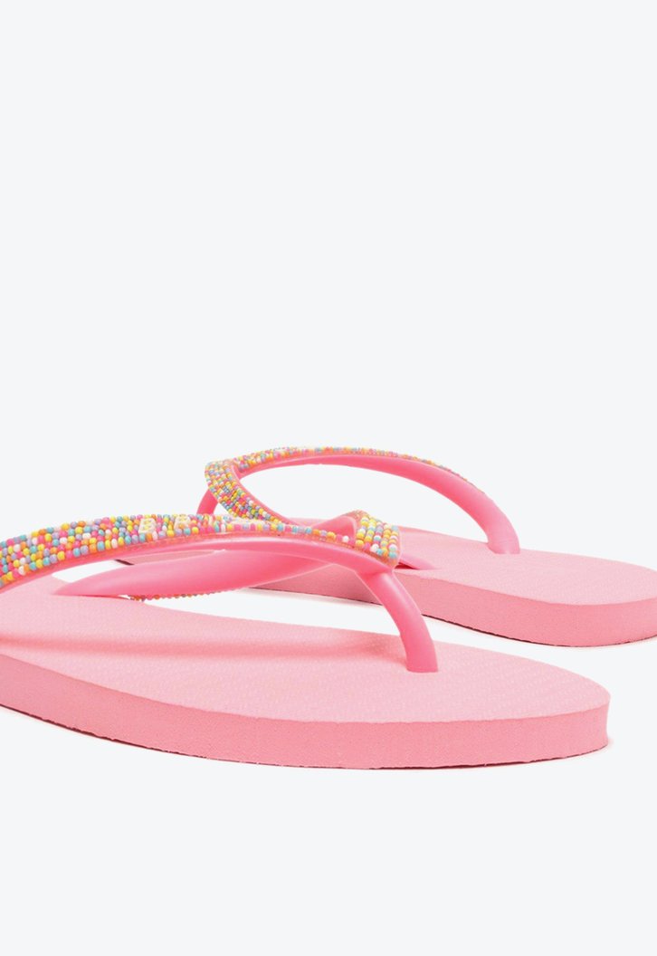 Chinelo De Dedo Rosa Brizza Tiras Coloridas