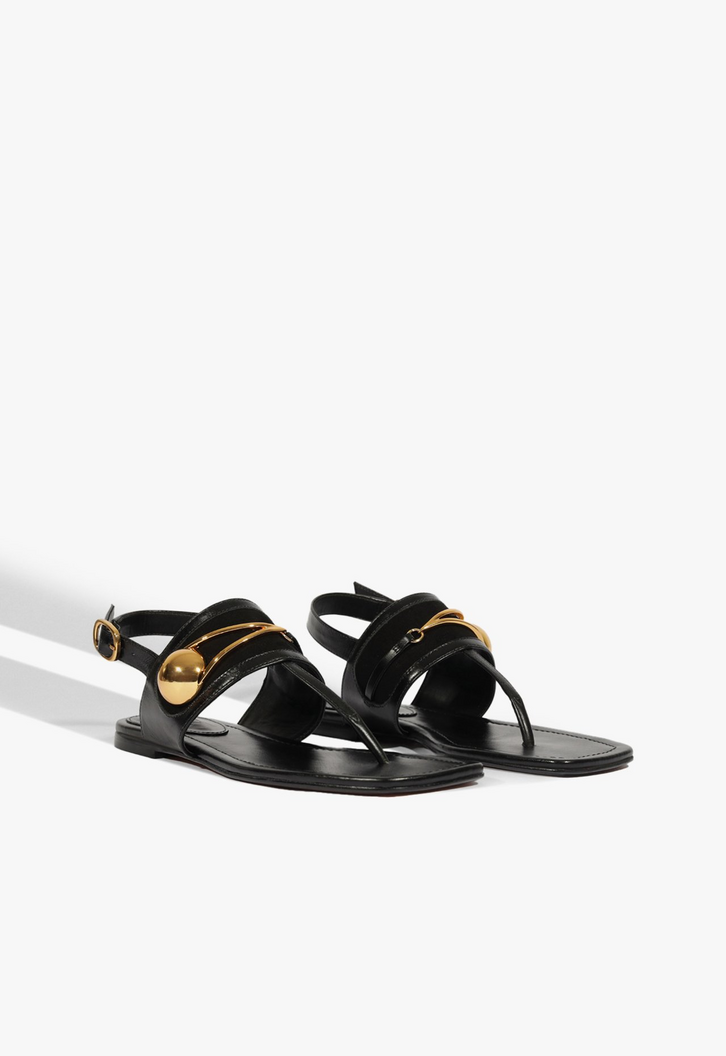 Sandália Rasteira Ornella Couro Preta