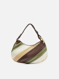 Bolsa Tiracolo Verde Arezzo Mix Couro Média Costuras