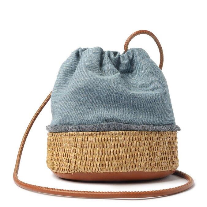 Bucket Arezzo Azul Jeans Palha Cecilia Pequena