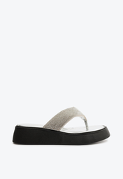 Chinelo Plataforma Schutz Tira Metalizada Prateado