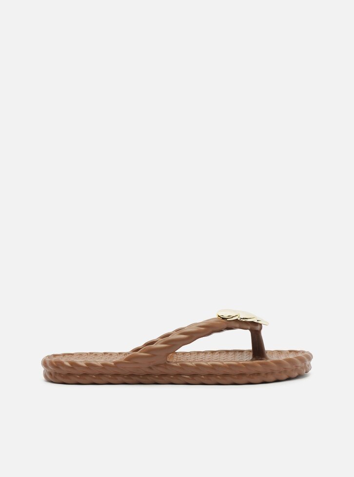 Chinelo de Dedo Marrom Bico Redondo Brizza