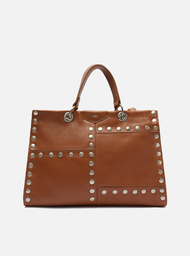 Bolsa Tote Marrom Arezzo Couro Grande Tachas