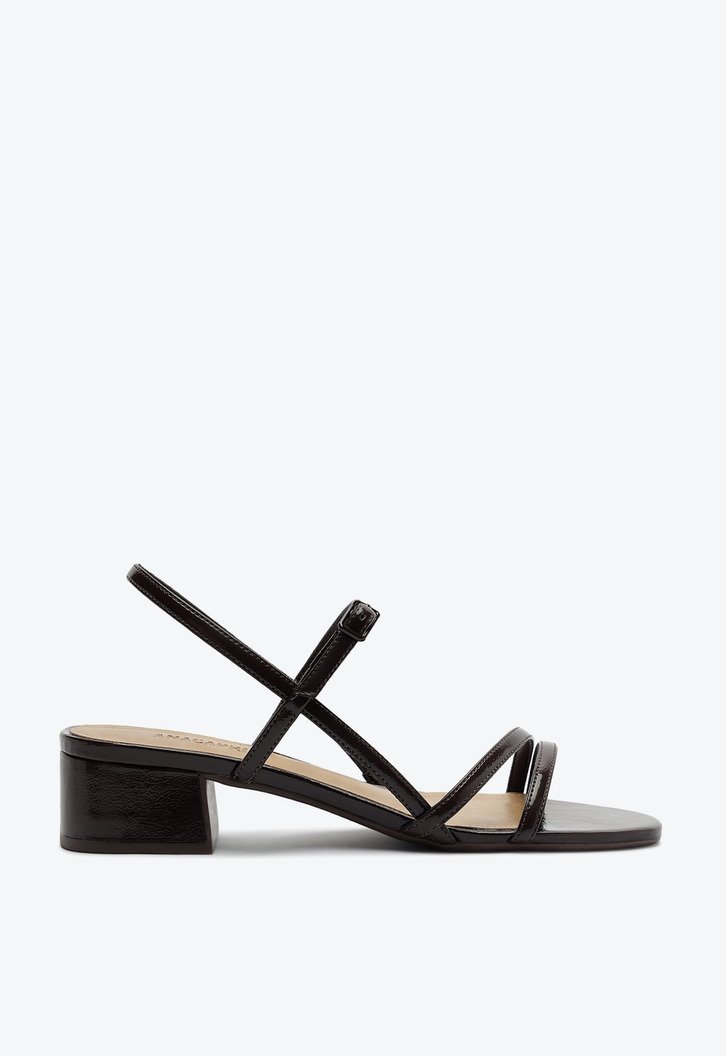 Sandália Slingback Salto Bloco Marrom Coffee