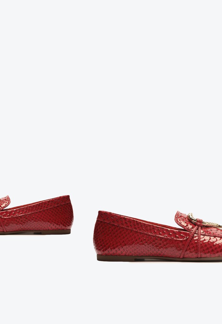 Sapato Mocassim Cicy Couro Croco Vermelho
