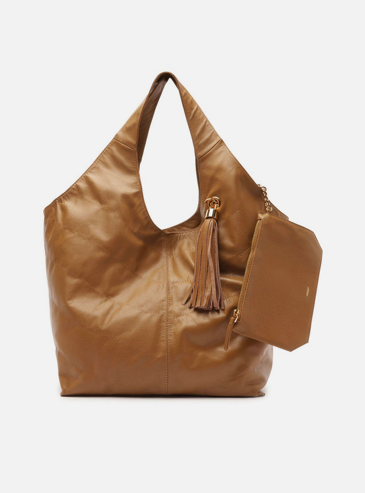 Bolsa Hobo Caramelo Couro Ísis Grande | ZZ MALL