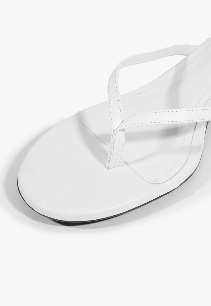 Sandália Mule Thong Couro Branca