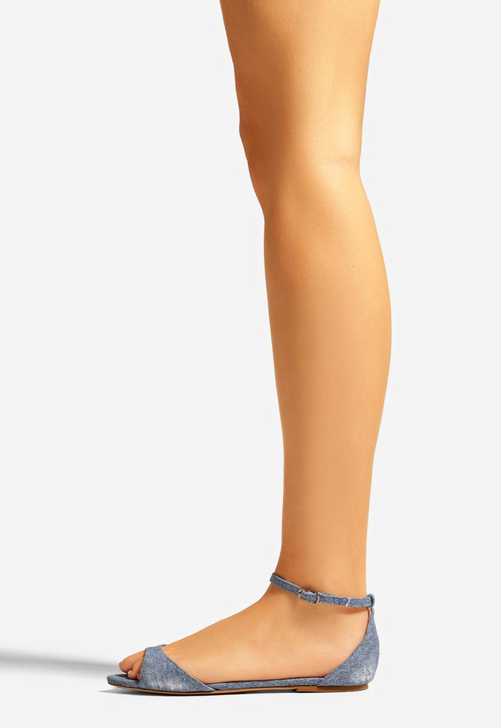 Sandália Rasteira Azul Arezzo Denim Bico Fino