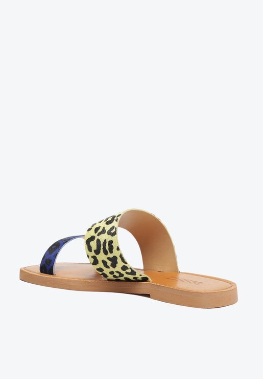 SANDÁLIA RASTEIRA ANIMAL PRINT SCHUTZ SLIDE COURO BICOLOR