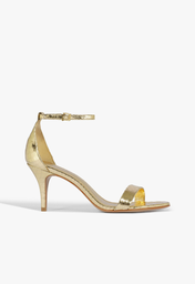 Sandália Gisele Salto Médio Dourado