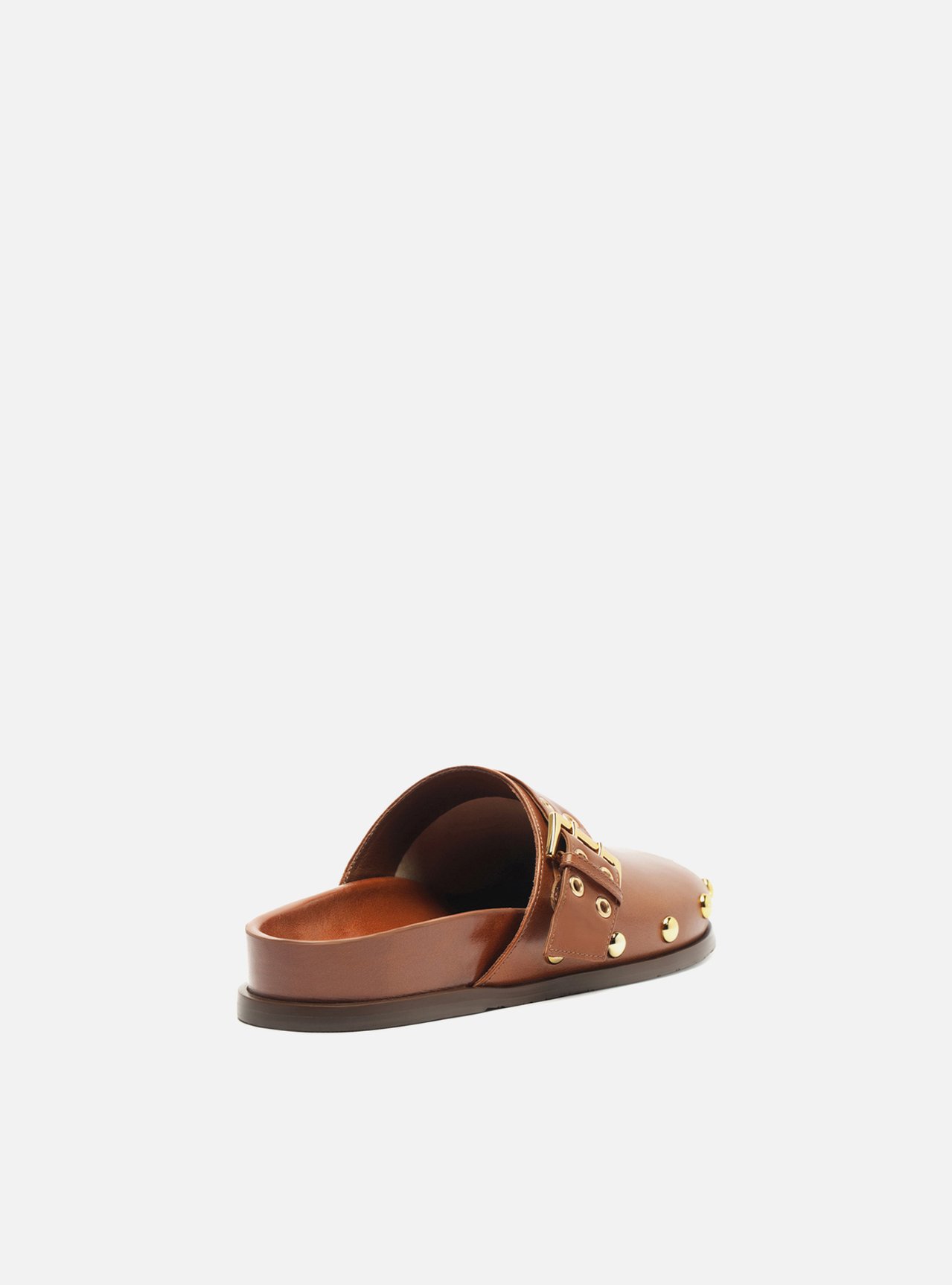 ザクロ Clog Sabot Marrom Couro Rasteira Fivela | ZZ MALL
